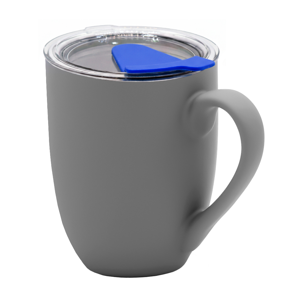 Кружка с крышкой Velvet Duo, Тёмно-серый/синий-0
