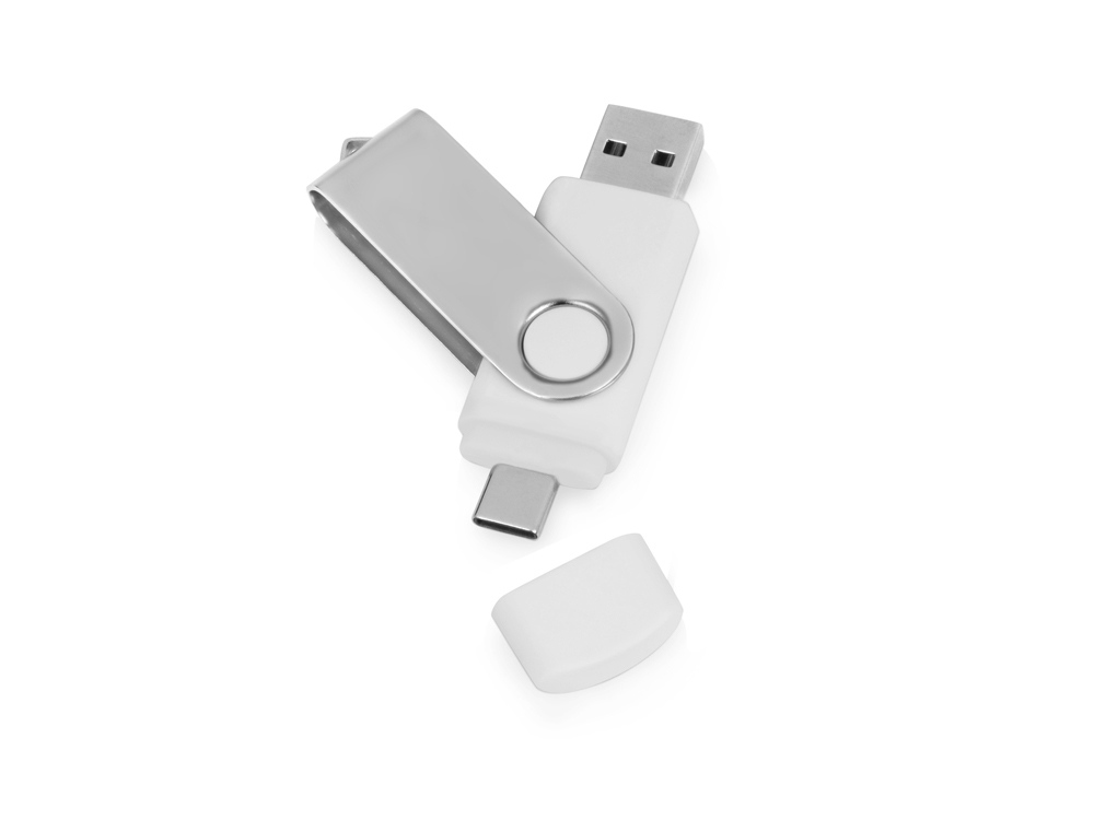USB3.0/USB Type-C флешка на 16 Гб Квебек C, белый-0