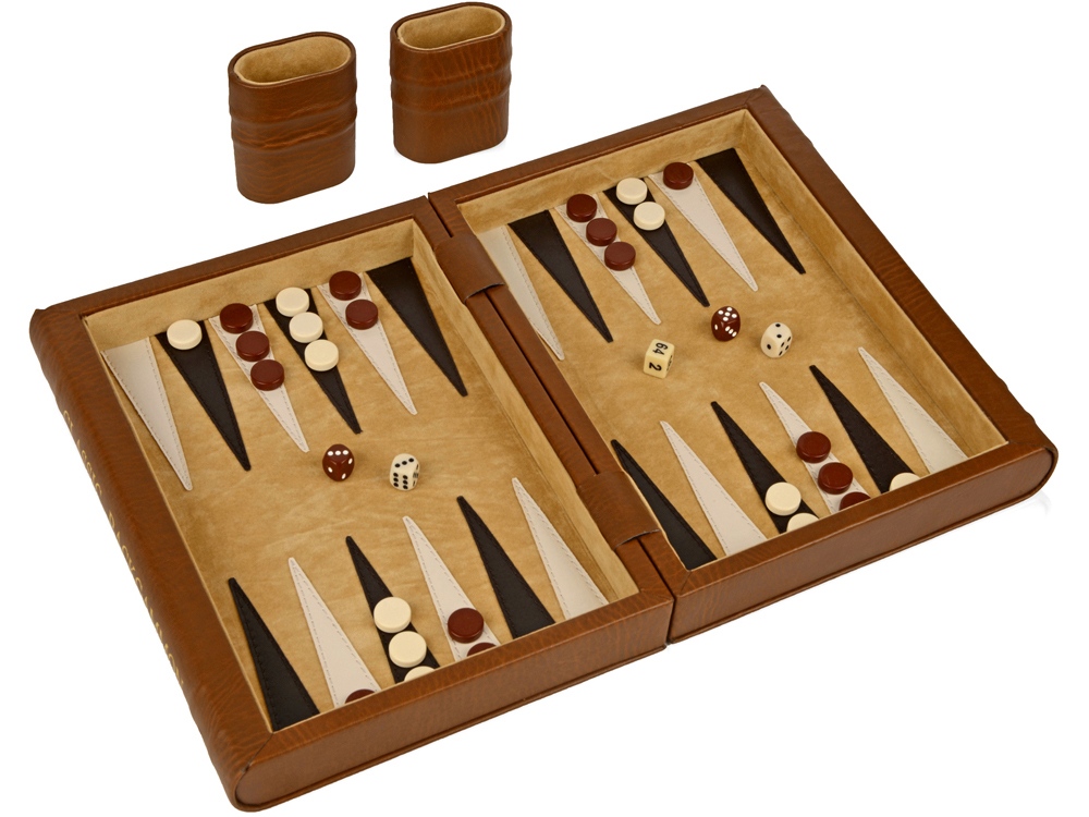 Нарды в кожаном кейсе в виде двухтомного издания книги Классические нарды-0