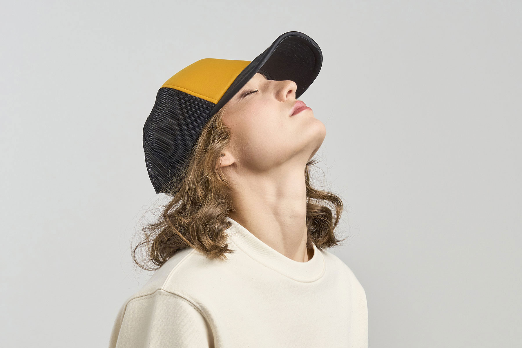 Бейсболка RAPPER-S, 5 клиньев, пластиковая застёжка, белый, желтый-4