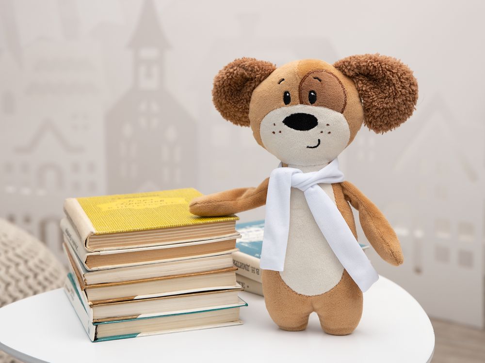 Мягкая игрушка Beastie Toys, собачка с белым шарфом-2