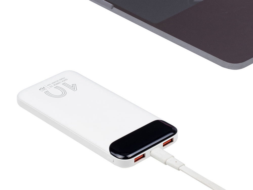 RIVACASE VA2540 (10 000mAh), QC/PD 20W внешний аккумулятор с дисплеем, белый 12/48-10