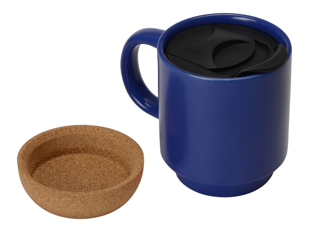 Кружка Denpasar с пробковым дном и крышкой, цветная с двух сторон, синий-2