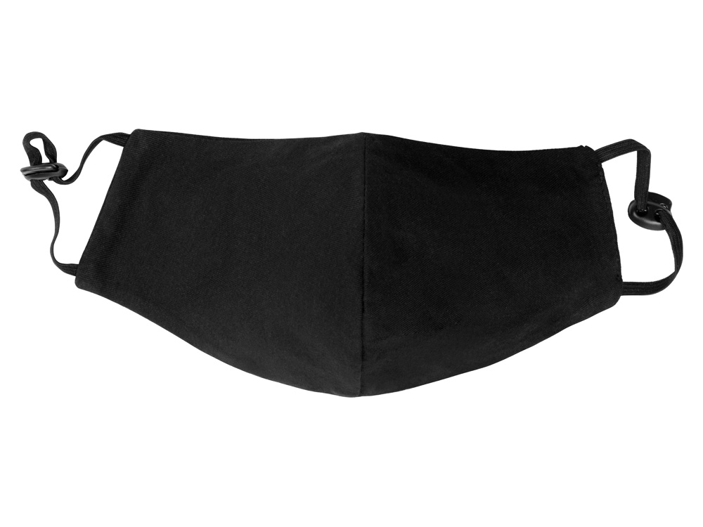 Маска для лица многоразовая с фиксаторами, черная-5