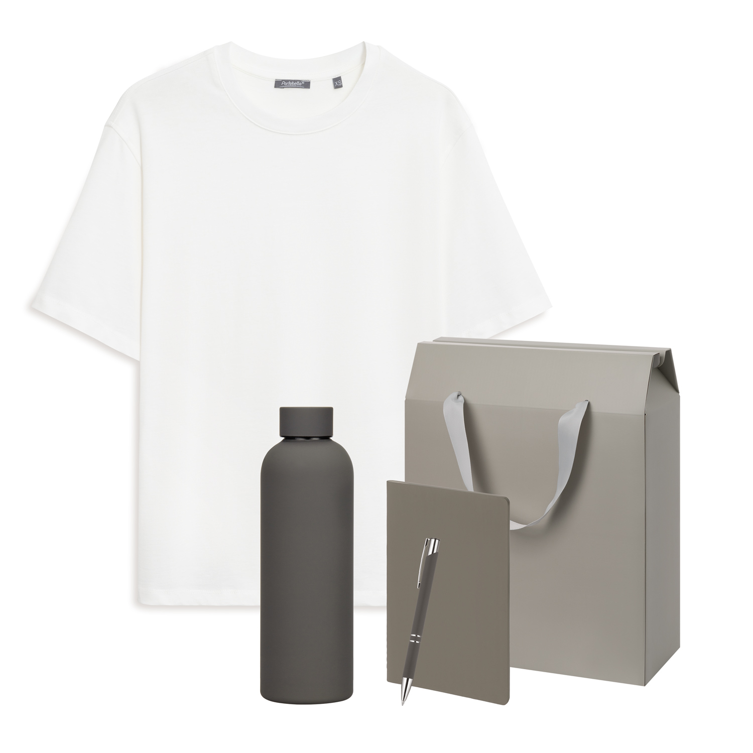 Набор с одеждой RUST (футболка, термобутылка, блокнот, ручка), белый/серый, XS/S-0