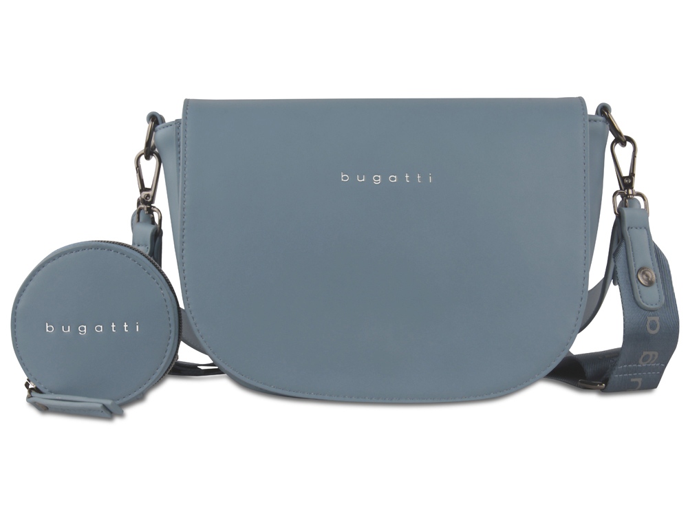 Сумка наплечная женская BUGATTI Almata, с кошельком, голубая, полиуретан, 27х6х18,5 см-1