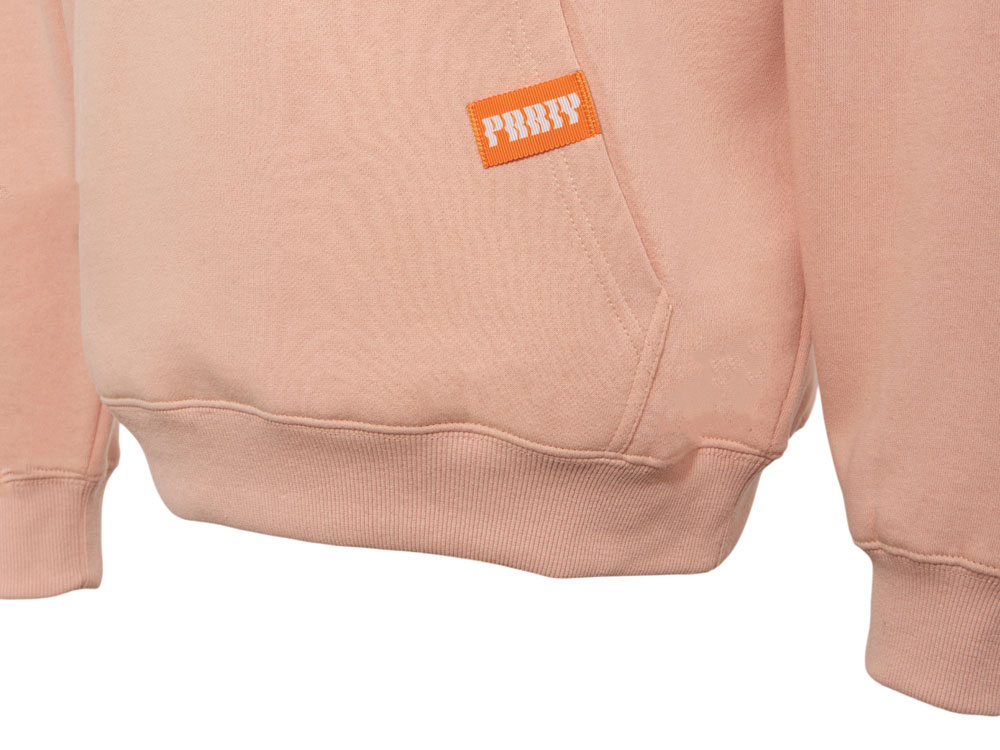 Толстовка с капюшоном оверсайз Berlin унисекс, лососевый, ДТФ, бренд тайп и лейбл-10