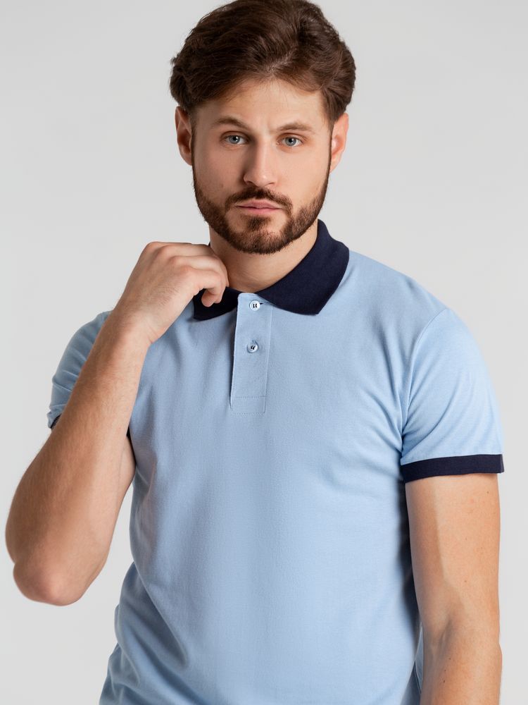 Рубашка поло Prince 190, голубая с темно-синим-2