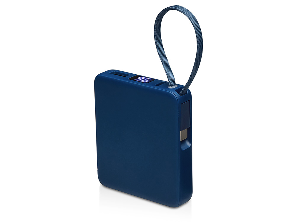 Внешний аккумулятор со встроенным кабелем USB-C Дэнси, 5000 мАч, темно-синий-0