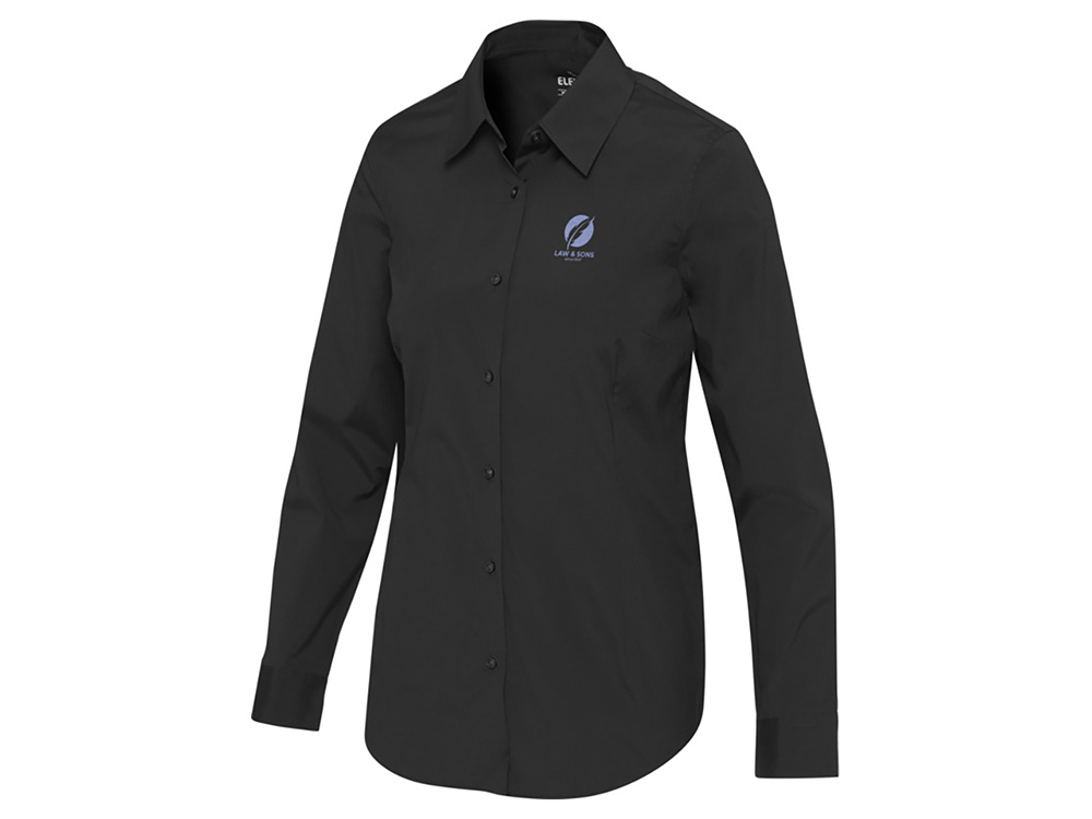 Carnelian женская рубашка из поплина - сплошной черный-4