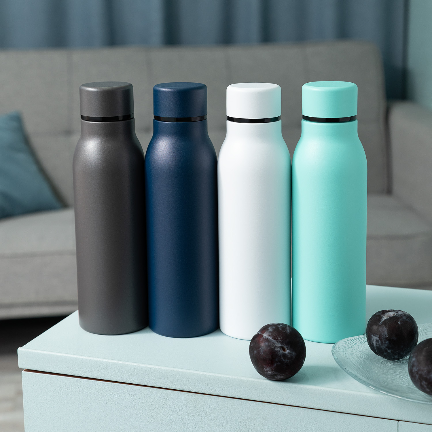 Термобутылка вакуумная герметичная Соренто, белая, зернистое покрытие-10