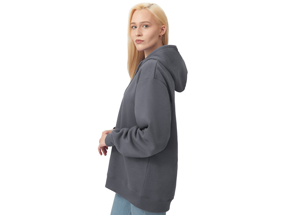 Толстовка с капюшоном оверсайз Lisbon унисекс, темно-серый-4