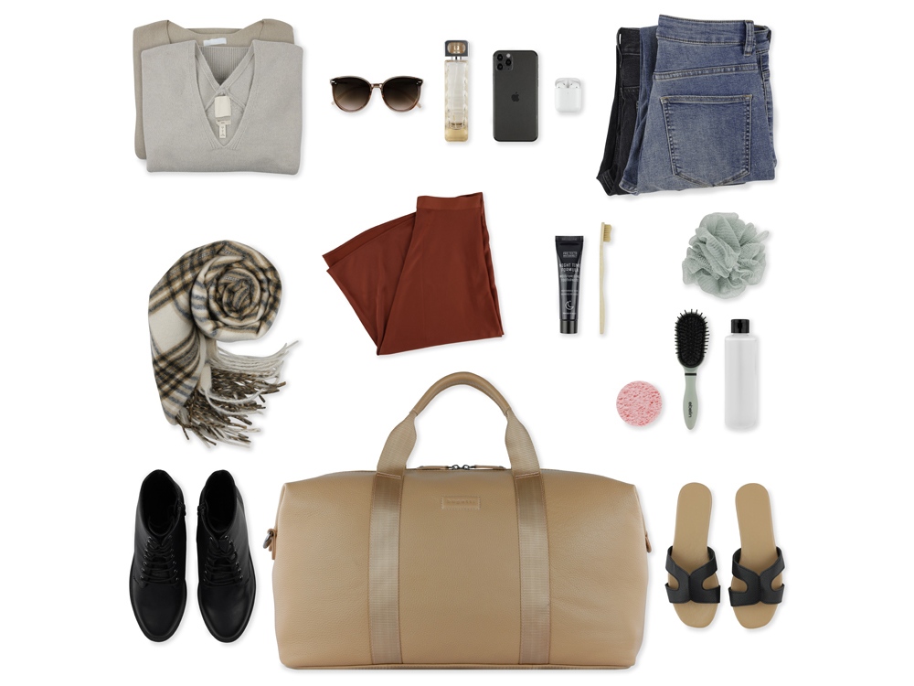 Сумка дорожная BUGATTI Elsa, песочного цвета, воловья кожа/полиэстер, 47х22х24 см-11