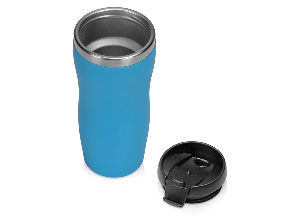 Термокружка Mony Steel 350 мл, soft touch, голубой-1