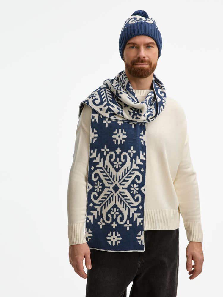 Шапка Wintertude, синяя с белым-7