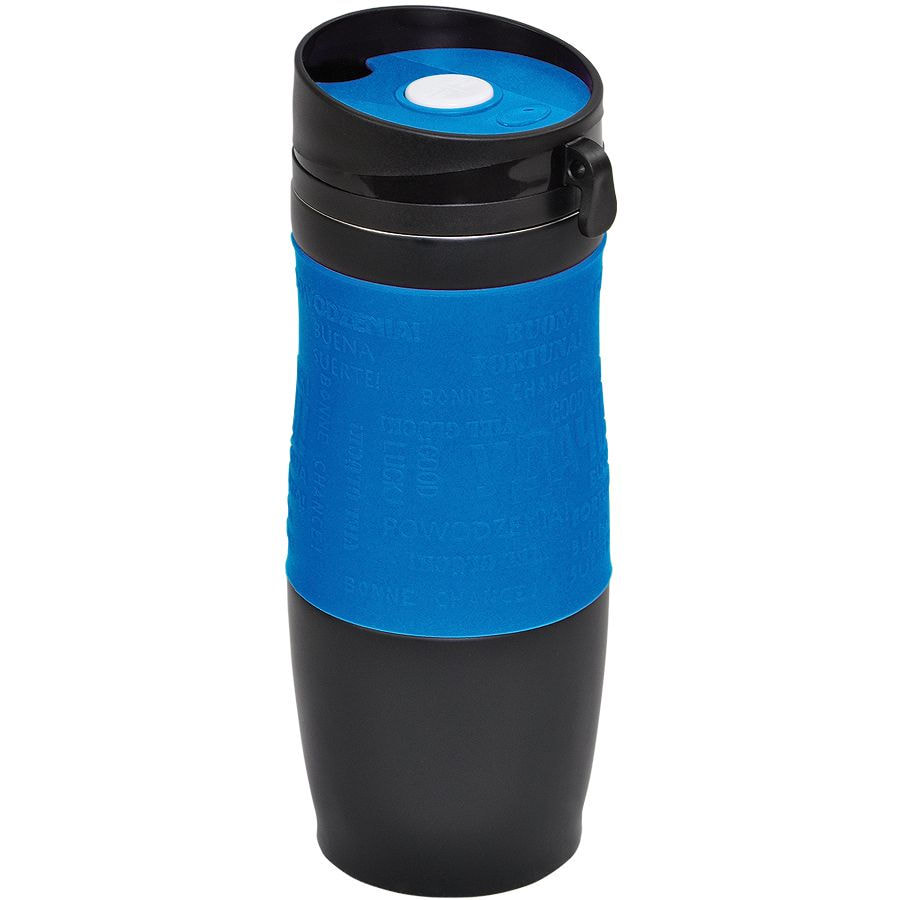 Термокружка вакуумная "УДАЧА", синий, черный-0