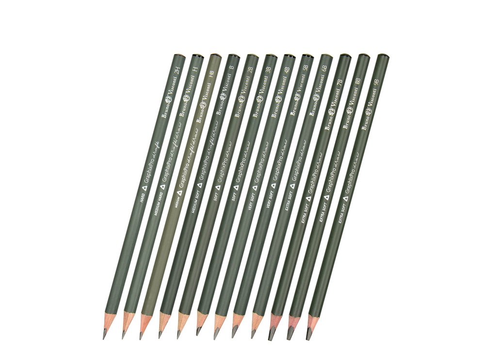 Набор чернографитовых карандашей  Sketch & Art ,12 шт. 2h-9b, металлическая коробка с ложементом-4