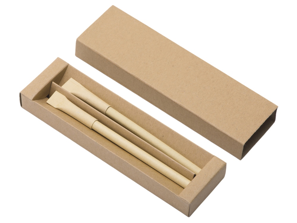 Набор из ручки и вечного карандаша из переработанной бумаги Recycled Duo, натуральный-1