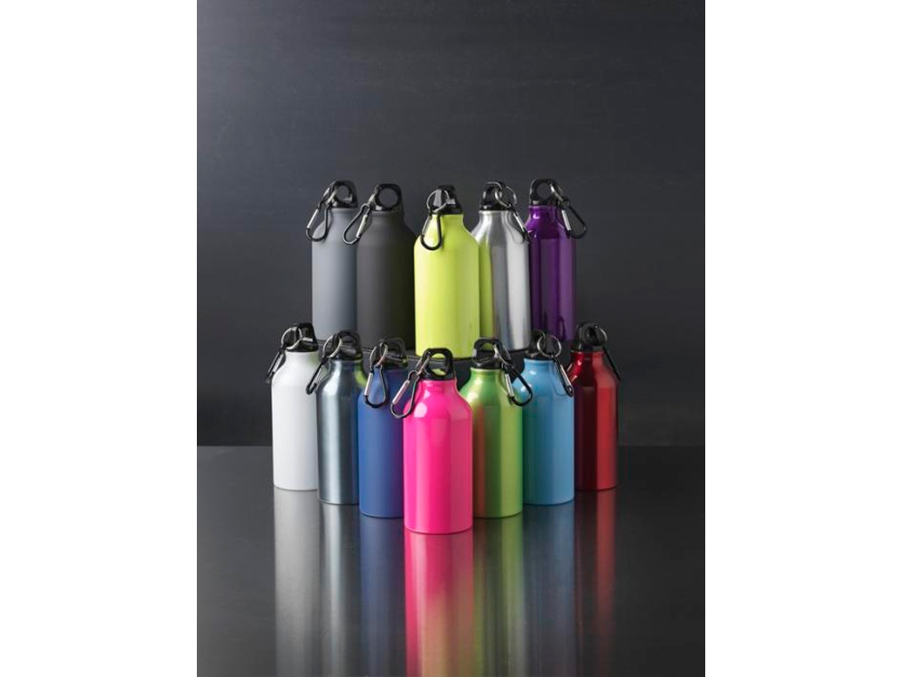 Матовая спортивная бутылка Oregon с карабином и объемом 400 мл, белый-2