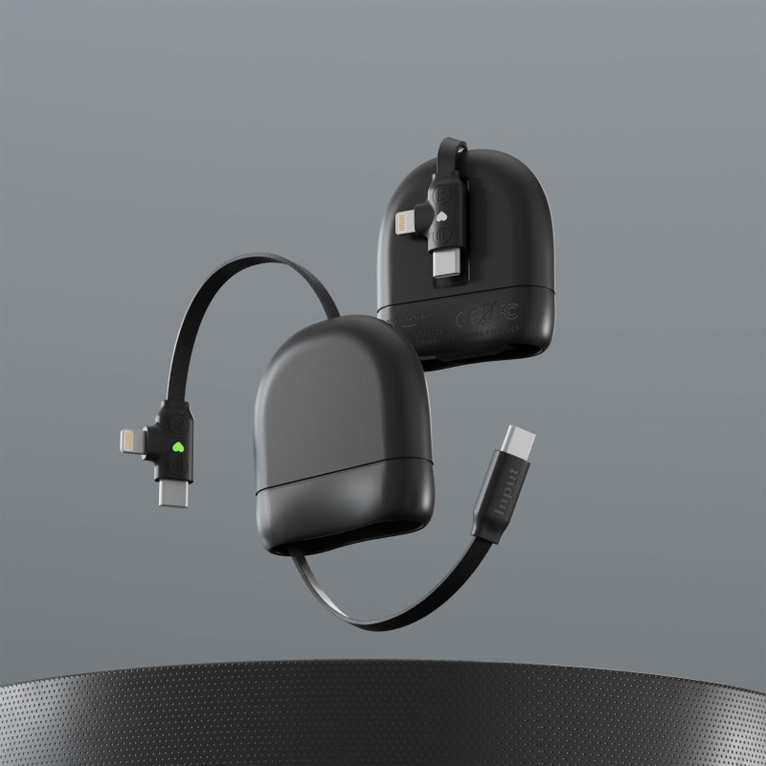 Кабель Xoopar ICE-R с ретрактором 2 в 1, разъёмы USB-C и Lightning, 60 Вт, черный-5