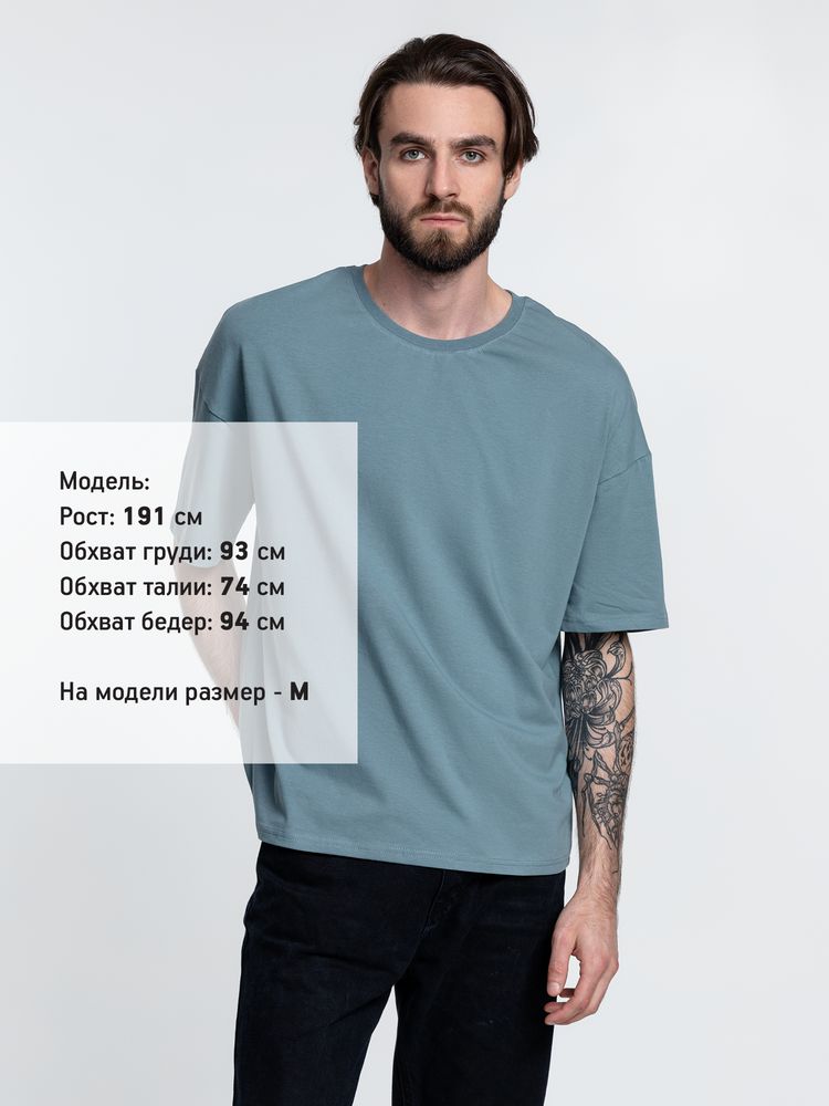 Футболка унисекс оверсайз Crosstown, серо-зеленая-3