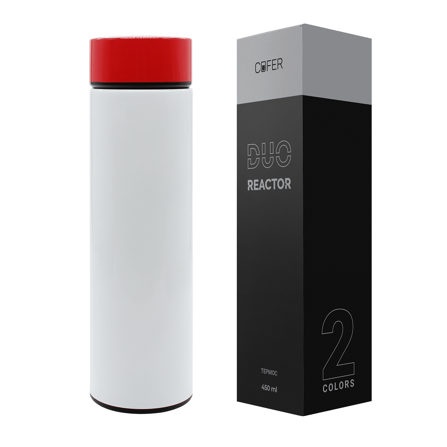 Термос Reactor duo white с датчиком температуры (белый с красным)-2