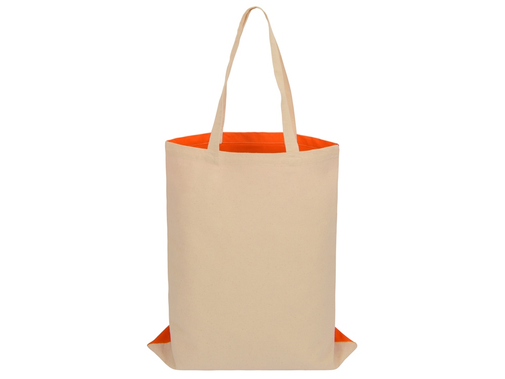 Сумка для шопинга Twin двухцветная из хлопка, 180 г/м2, оранжевый/натуральный-4