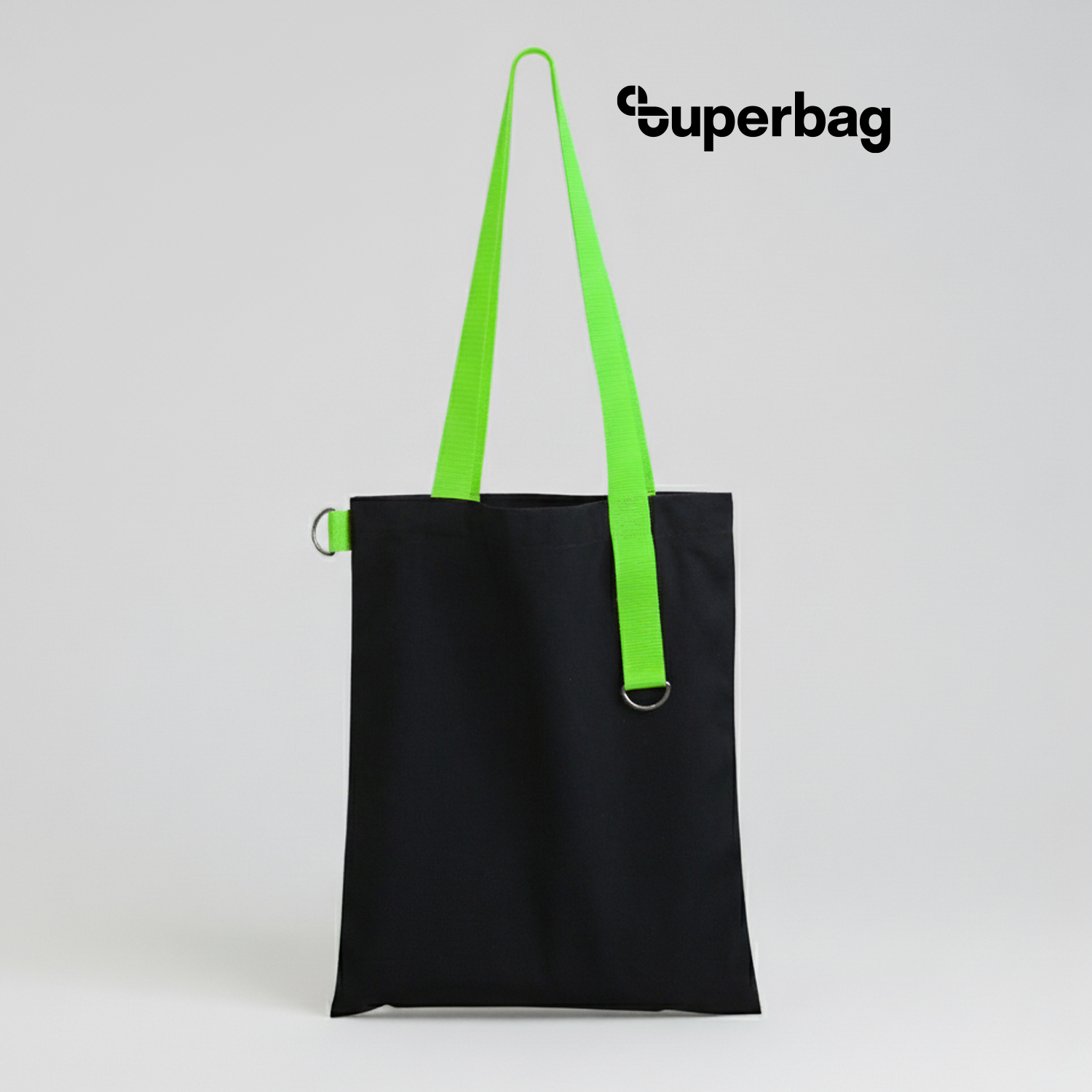 Шоппер Superbag black (чёрный с салатовым)-0