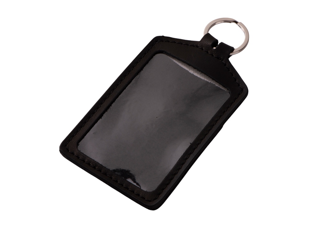 Кожаный бейдж для пропуска, черный-0