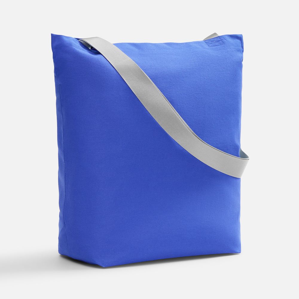 Шопер B5, синий с широкими серыми ручками-0