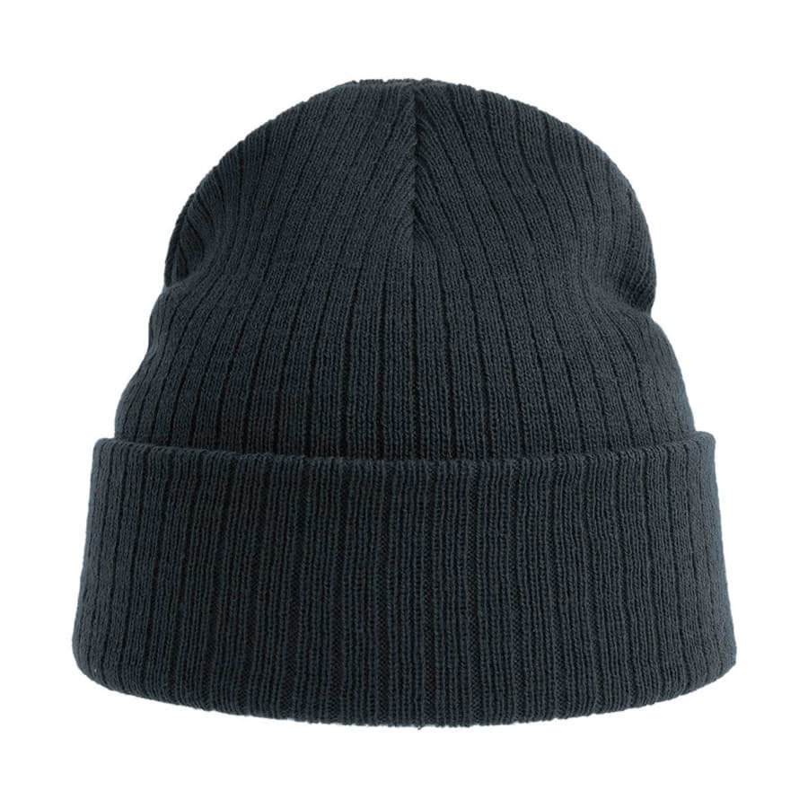 Шапка вязаная RIO с отворотом из материала rPET/рециклированного полиэстера, тёмно-серый меланж-4