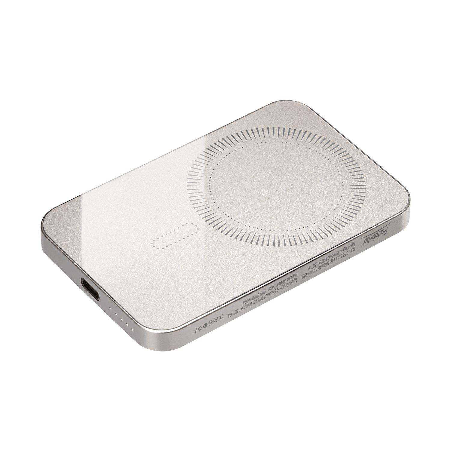 Внешний аккумулятор Artex PD 5000mAh с функцией беспроводной зарядки 15W, титановый-0