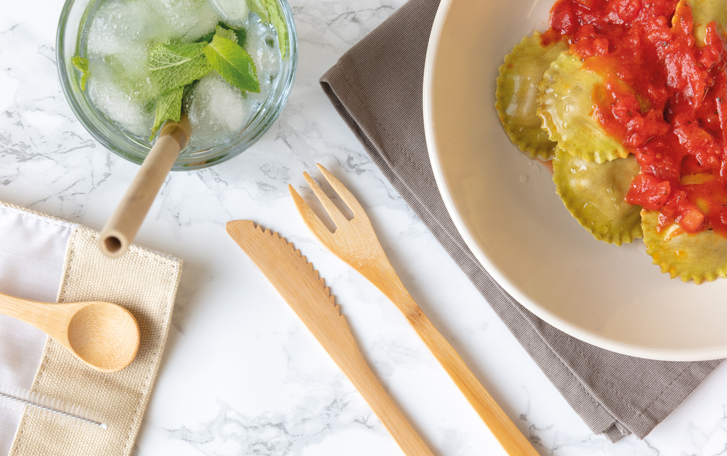 Многоразовый эко-набор столовых приборов Bamboo-3