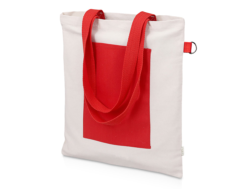 Сумка для покупокTopiс из переработанных материалов с наружным цветным карманом, красный-0