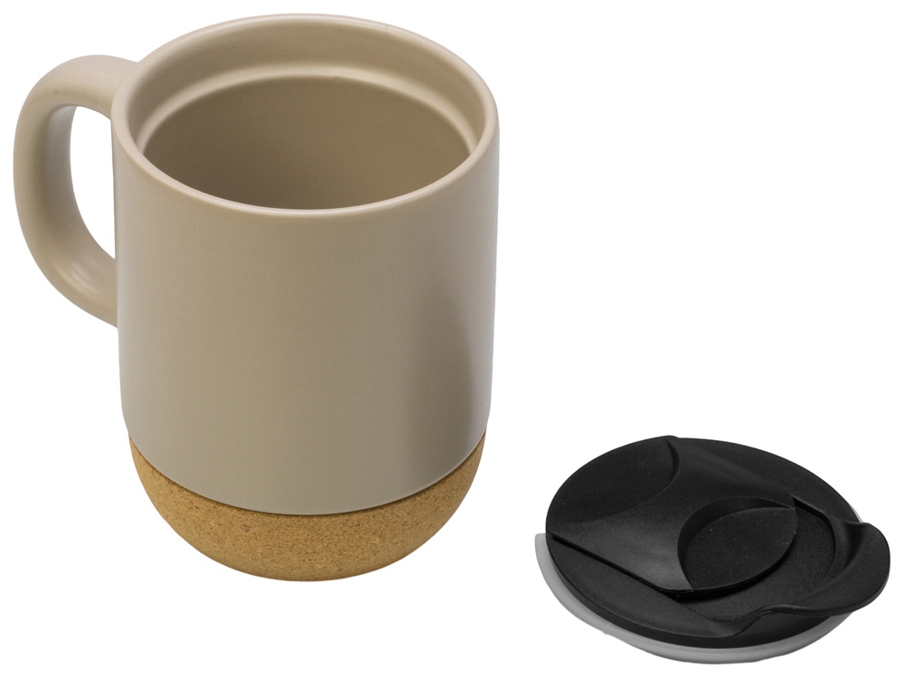 Кружка Denpasar с пробковым дном и крышкой, цветная с двух сторон, бежевый-3