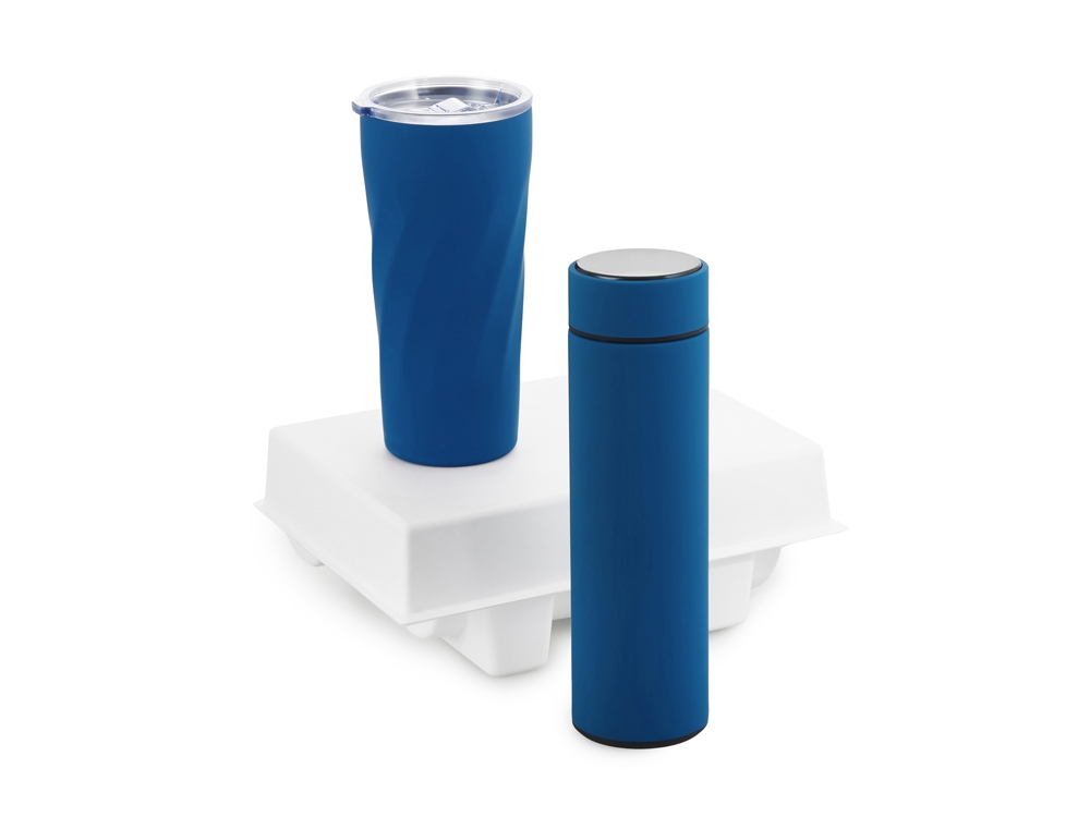 Подарочный набор FAMILY с термосом и термокружкой, синий-0