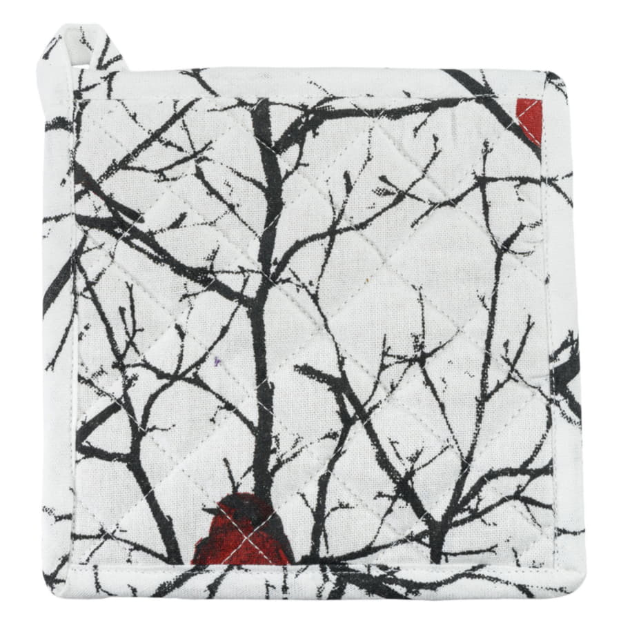 Подарочный набор для кухни  "Снегири",хлопок 100%, передник и прихватки, белый, красный-2