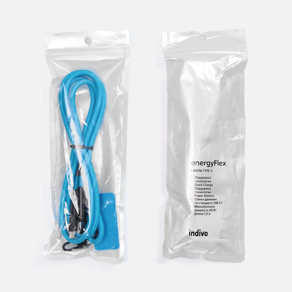 Кабель-ланьярд energyFlex Power Delivery 60 Вт, голубой-4
