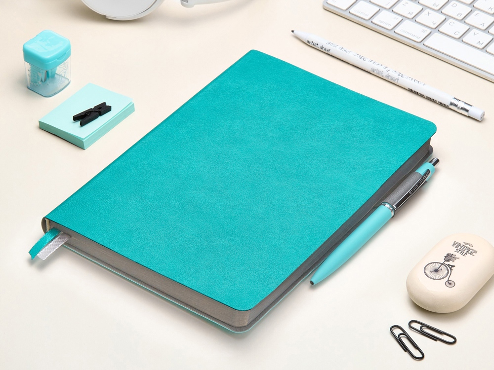 Ежедневник А5 датированный Boston 2026, морская волна с серым обрезом-11