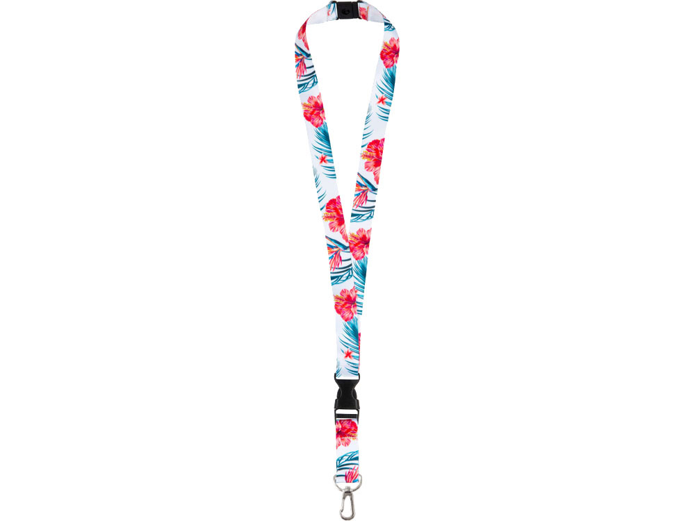 Ланъярд 2 см под сублимацию с карабином, межуровневым замком и замком обрыва, серебристый-1