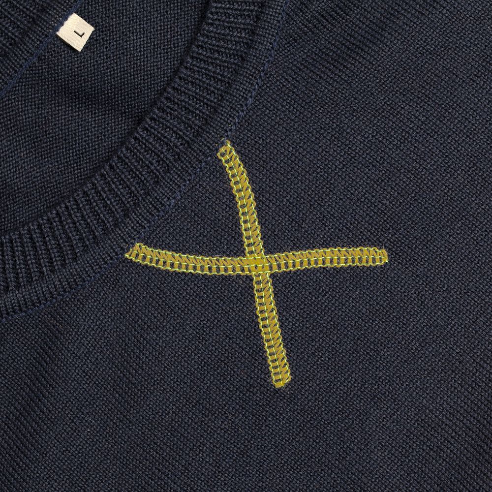 Джемпер Stitch с контрастной отделкой, синий с зеленым-1