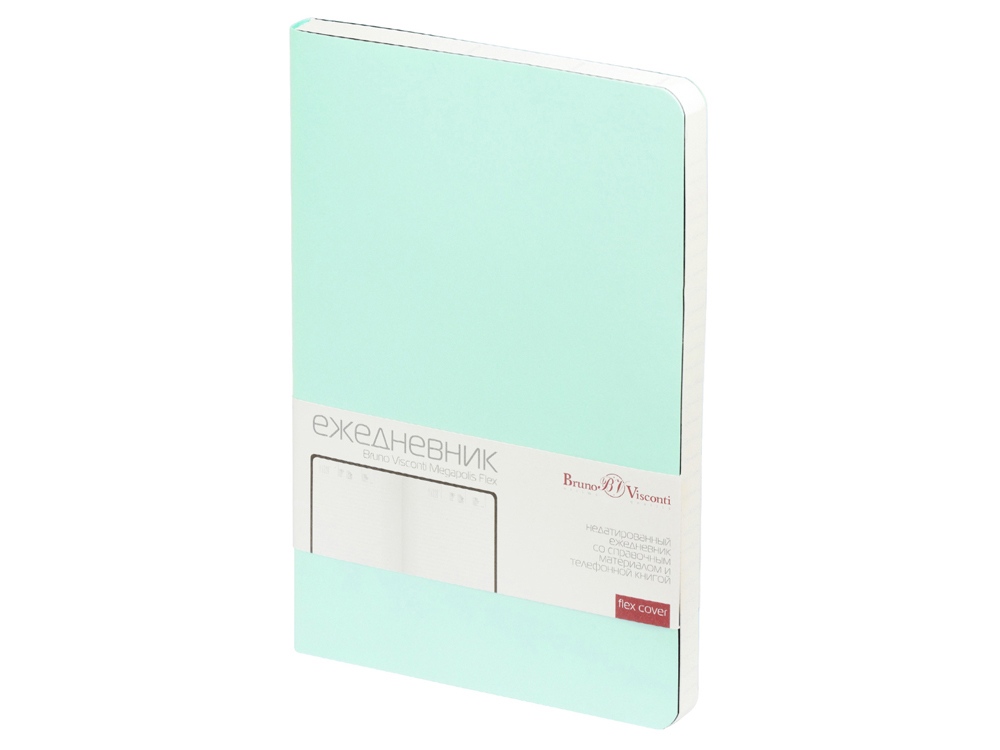 Ежедневник А5 недатированный Megapolis Velvet Flex, зефирный мятный-0
