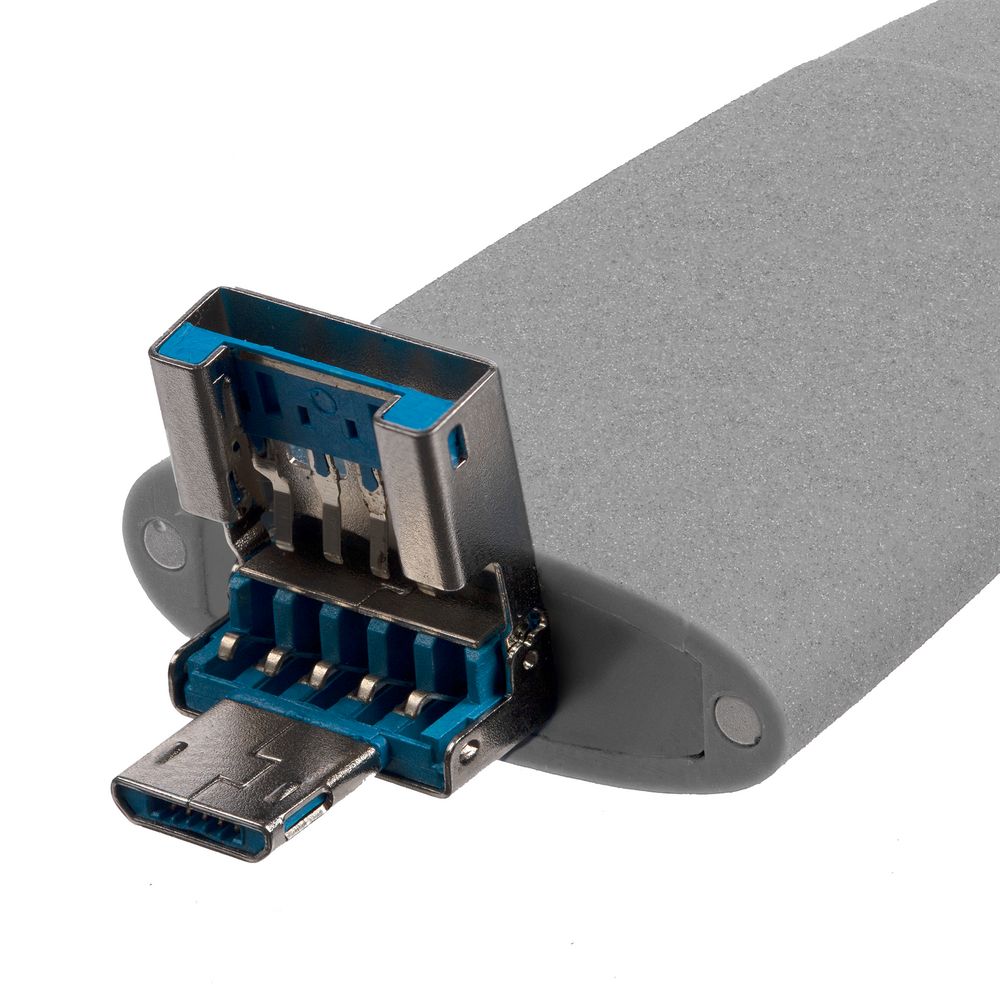 Флешка Pebble Universal, USB 3.0, серая, 64 Гб-3