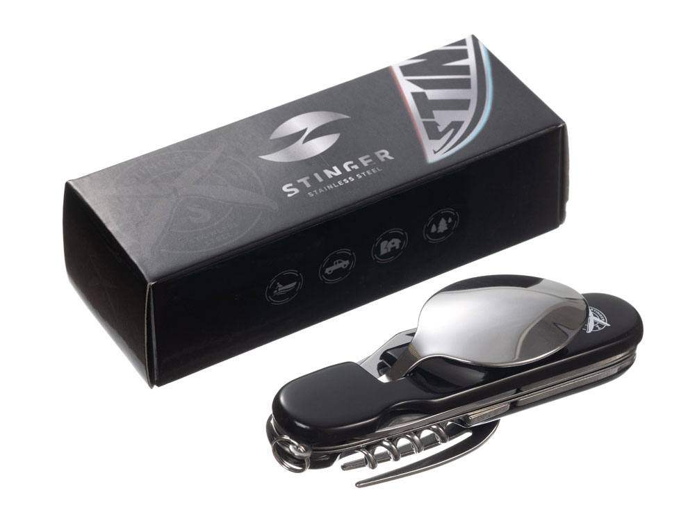 Нож перочинный Stinger, 109 мм, 8 функций, материал рукояти: АБС-пластик (чёрный)-6