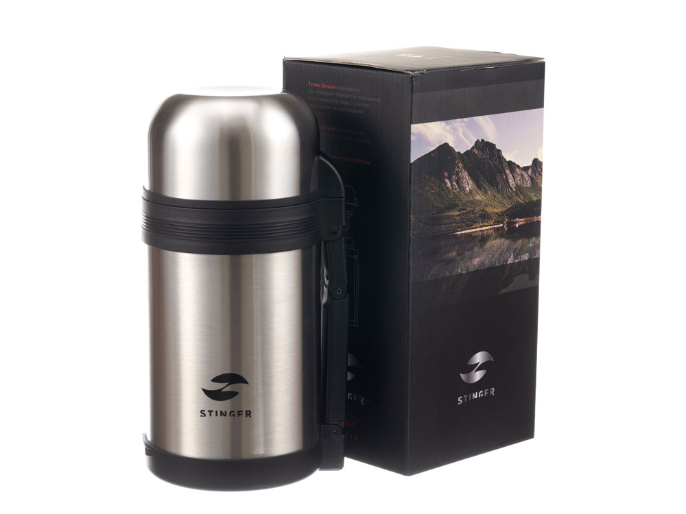Термос Stinger, 1 л, широкий с ручкой, нержавеющая сталь, серебристый, 12,2 х 10,5 х 23,3 см-5