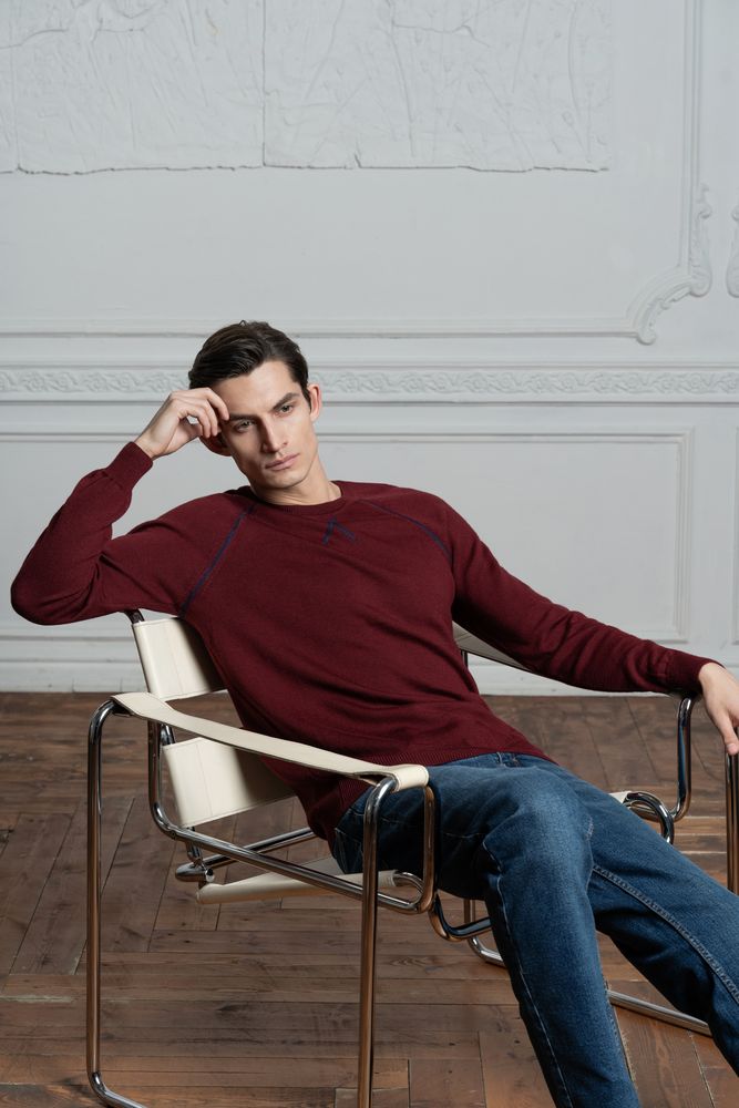 Джемпер Stitch с контрастной отделкой, синий с зеленым-6