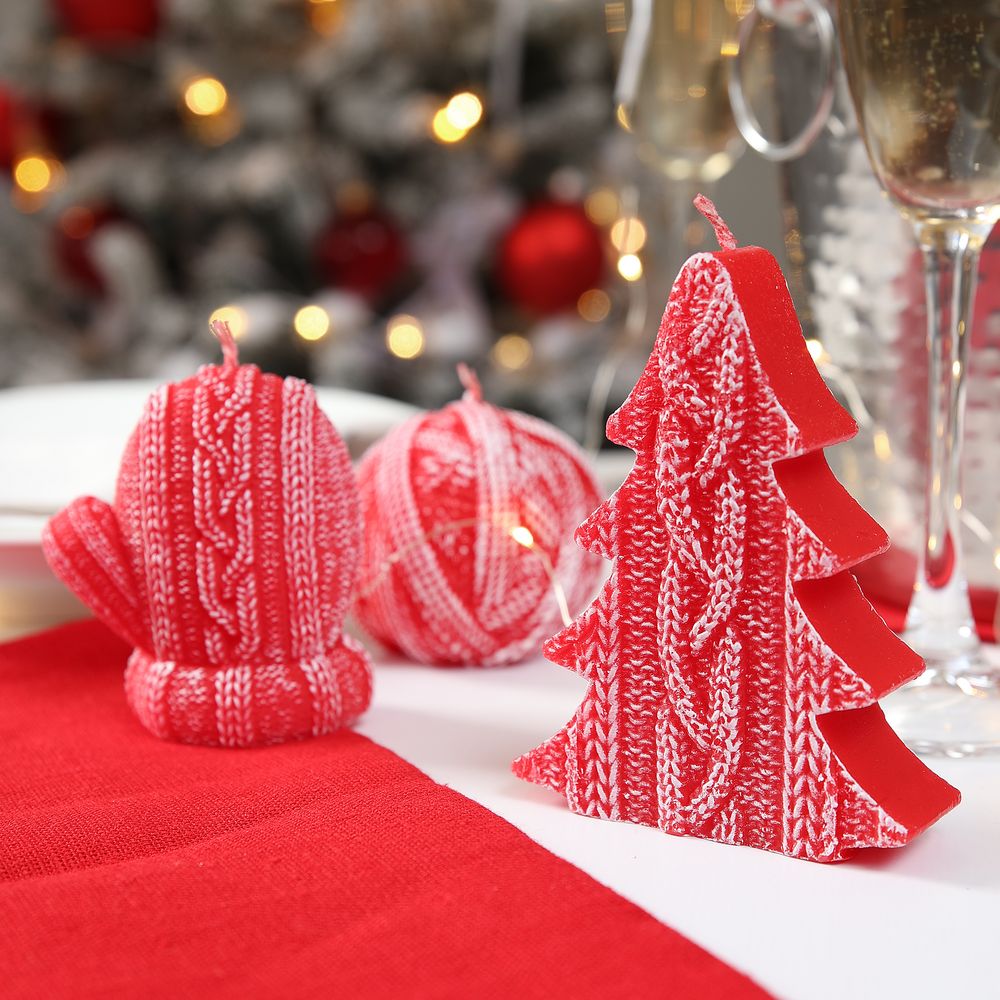 Свеча Kniteam, клубок, красный-3