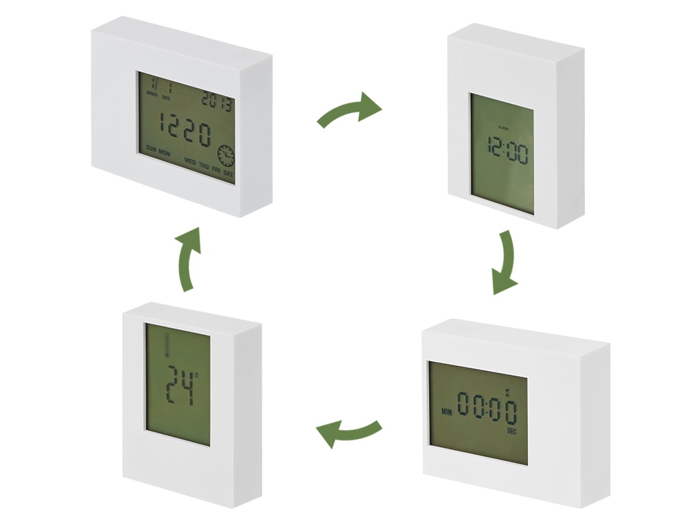 Настольные электронные мультифункциональные часы Rotatio с подсветкой, белый-0