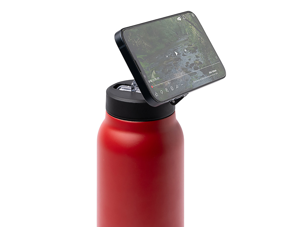 Термобутылка Хэйду с двойными стенками и корпусом из переработанной нержавеющей стали, красный-3