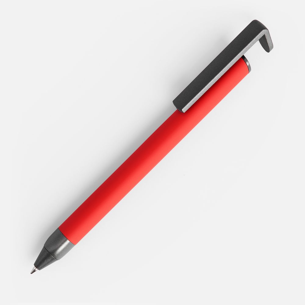 Ручка шариковая Standic с подставкой для телефона, красная-0